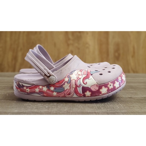 Crocs FunLab Unicorn Band Clogs Youth Size C 13 Purple - Picture 1 of 12